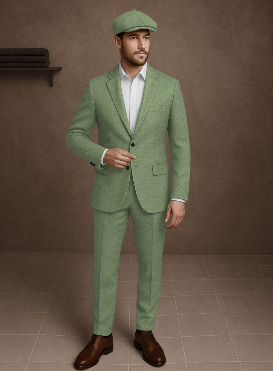Naples Honeydew Green Tweed Suit - StudioSuits