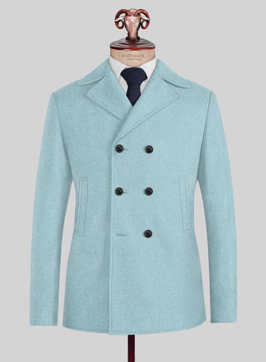 Naples Light Blue Tweed Pea Coat – StudioSuits