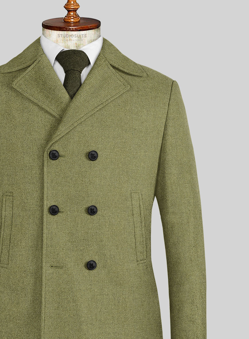Naples Martini Green Tweed Pea Coat - StudioSuits