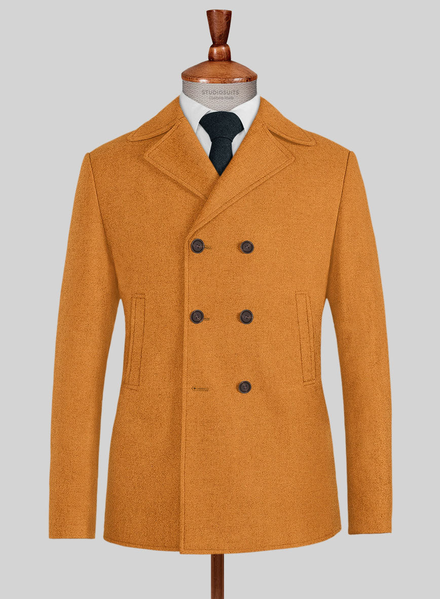 Naples Mustard Tweed Pea Coat - StudioSuits