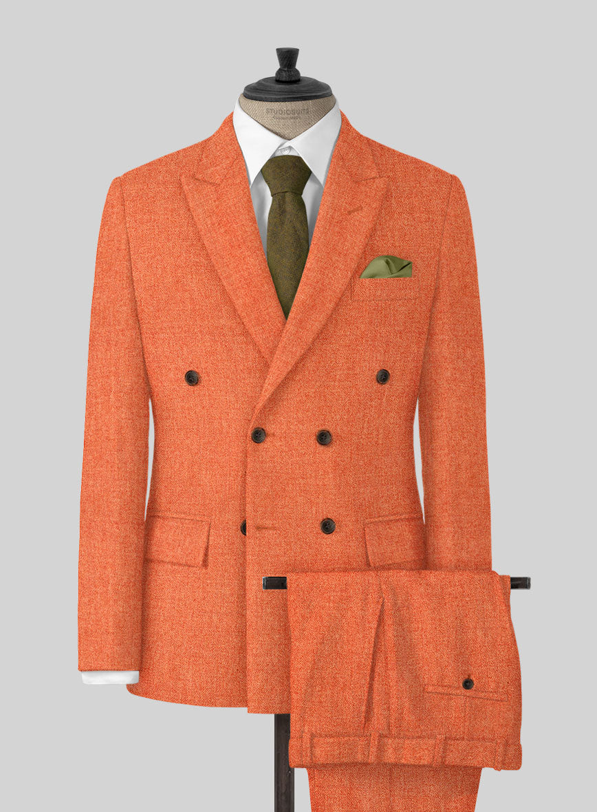 Naples Spring Orange Tweed Double Breasted Suit – StudioSuits
