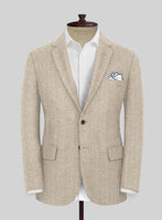 Naples Wide Herringbone Beige Tweed Suit - StudioSuits