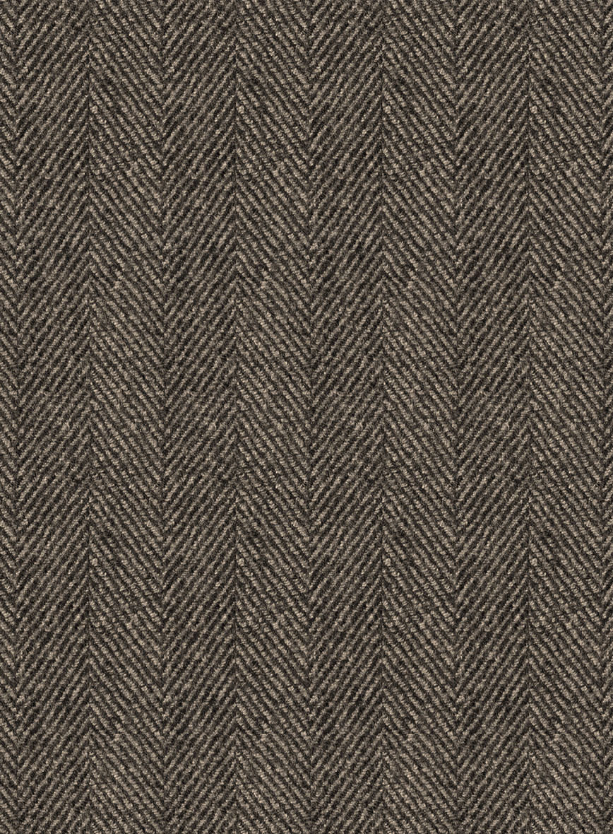 Naples Wide Herringbone Brown Tweed Pea Coat - StudioSuits