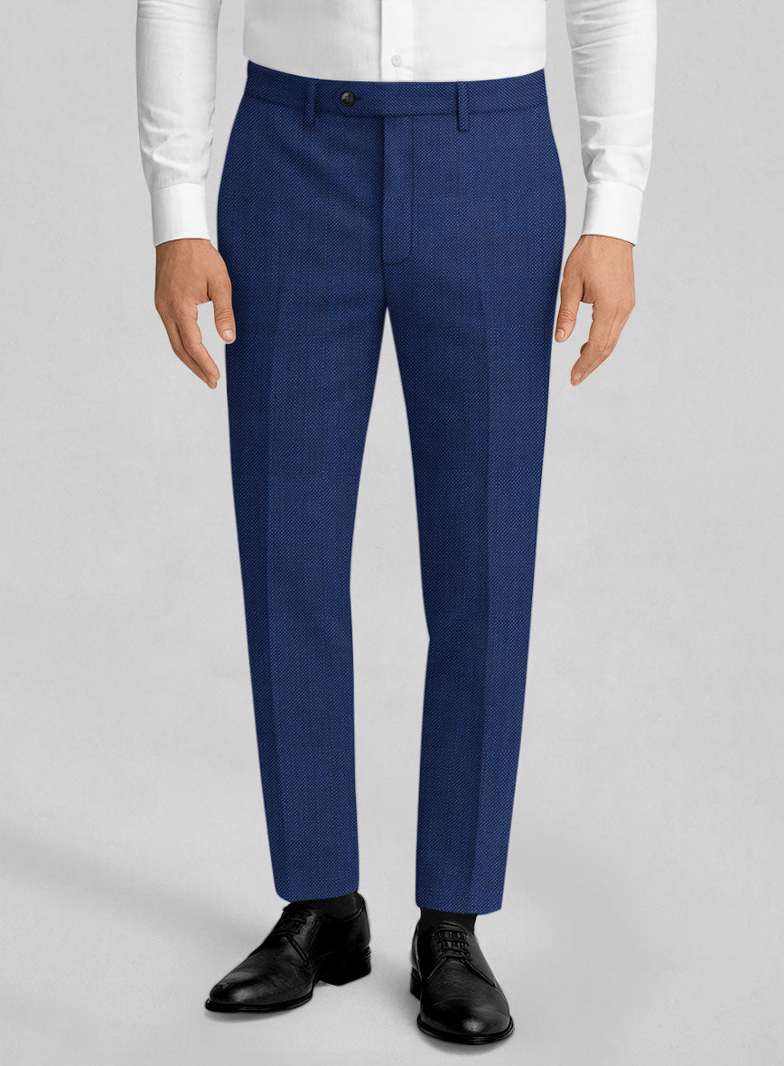 Men's Napolean Arvett Basket Weave Blue Wool Pants by StudioSuits
