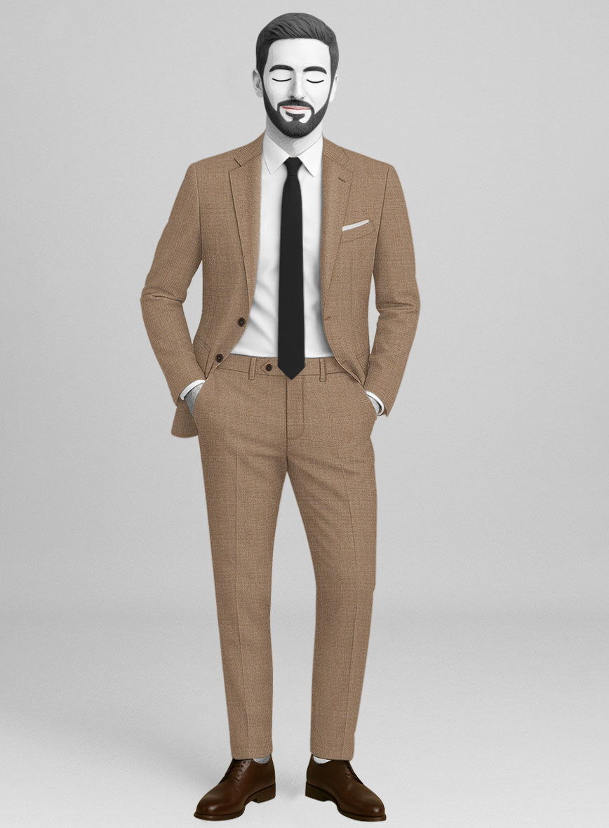 Napolean Arvett Basket Weave Light Brown Wool Suit - StudioSuits