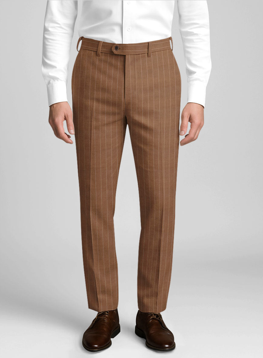 Napolean Avrino Stripe Brown Wool Pants - StudioSuits