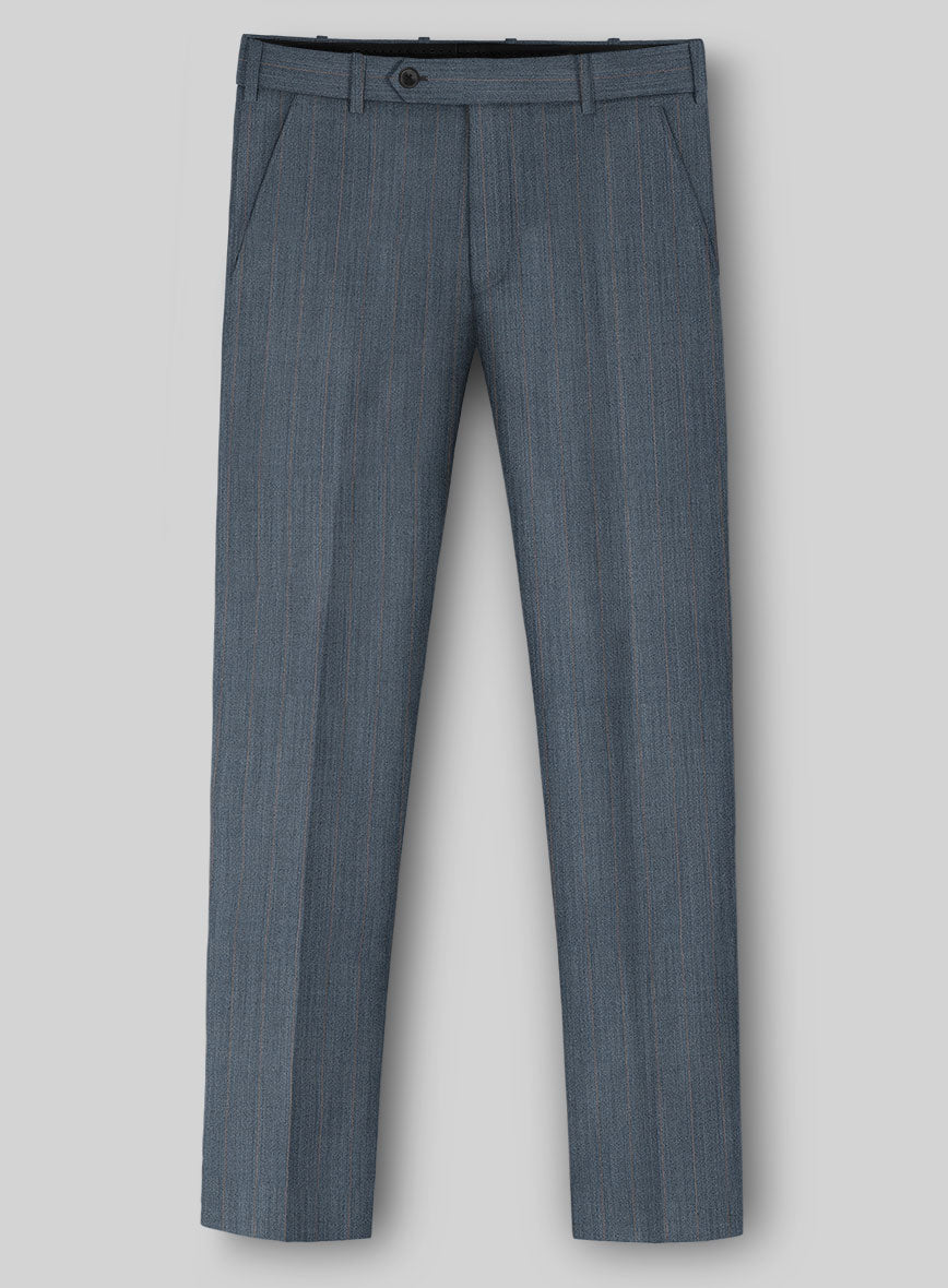 Napolean Bellagio Stripe Blue Wool Pants - StudioSuits
