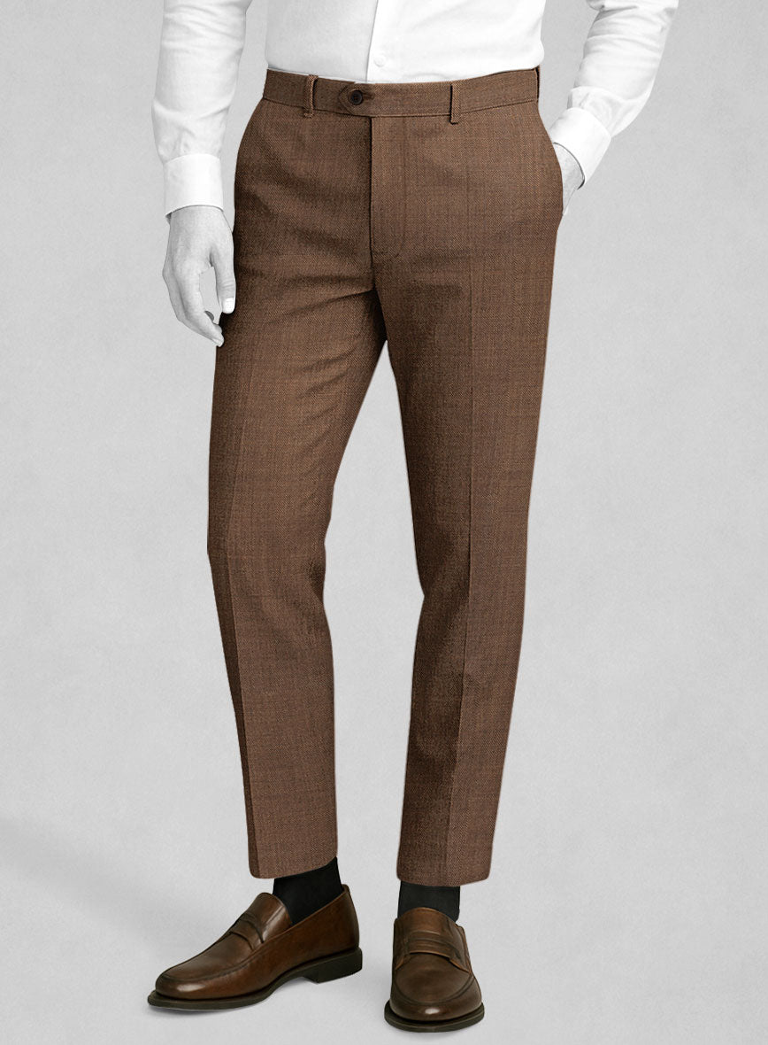 Napolean Caffaro Sharkskin Brown Wool Pants - StudioSuits
