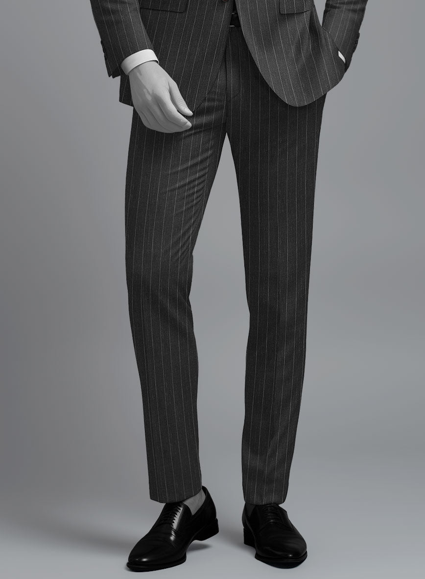 Napolean Genova Stripe Charcoal Wool Pants - StudioSuits