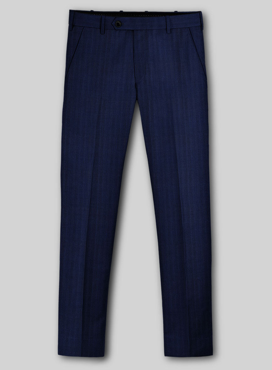 Napolean Lurvani Herringbone Blue Wool Suit - StudioSuits