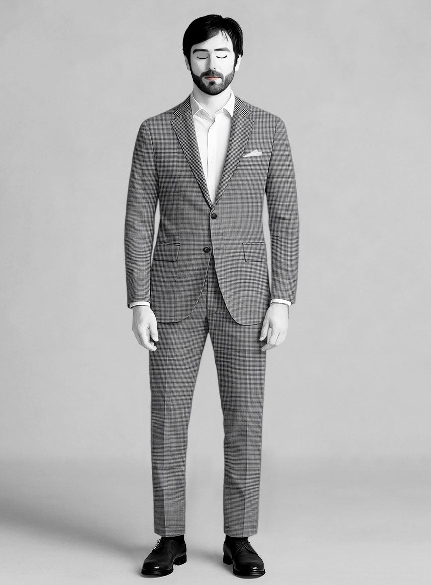 Napolean Mini Houndstooth White Wool Suit - StudioSuits
