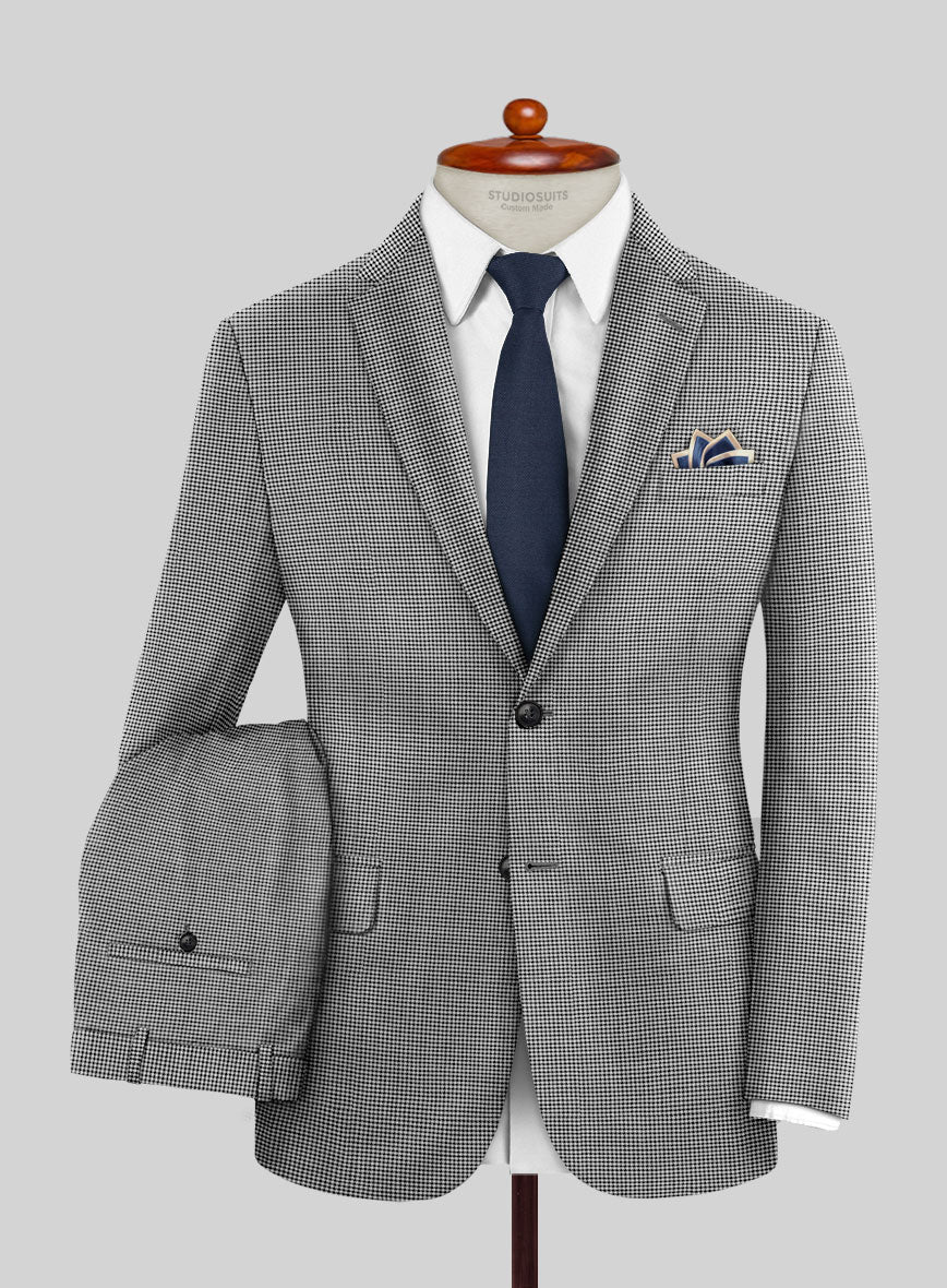 Napolean Mini Houndstooth White Wool Suit - StudioSuits