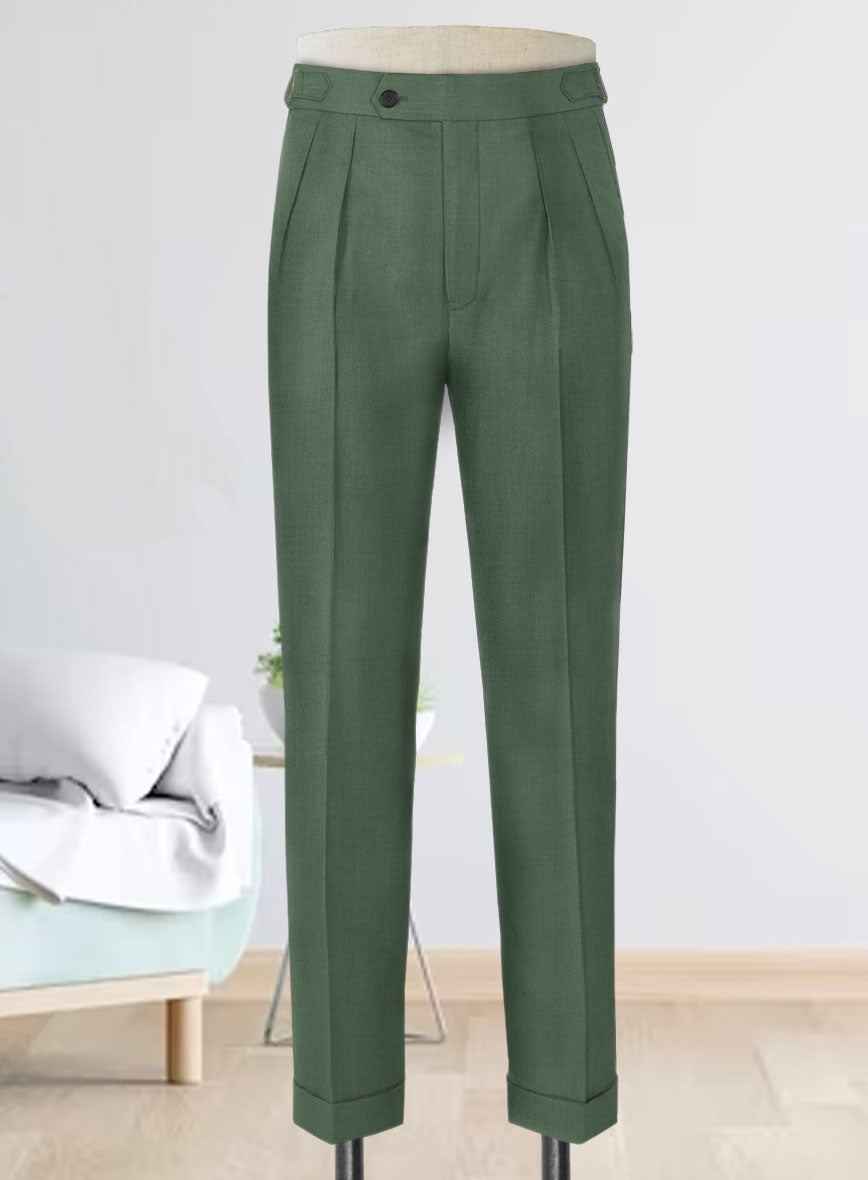Men's Napolean Moss Green Wool Highland Trousers by StudioSuits