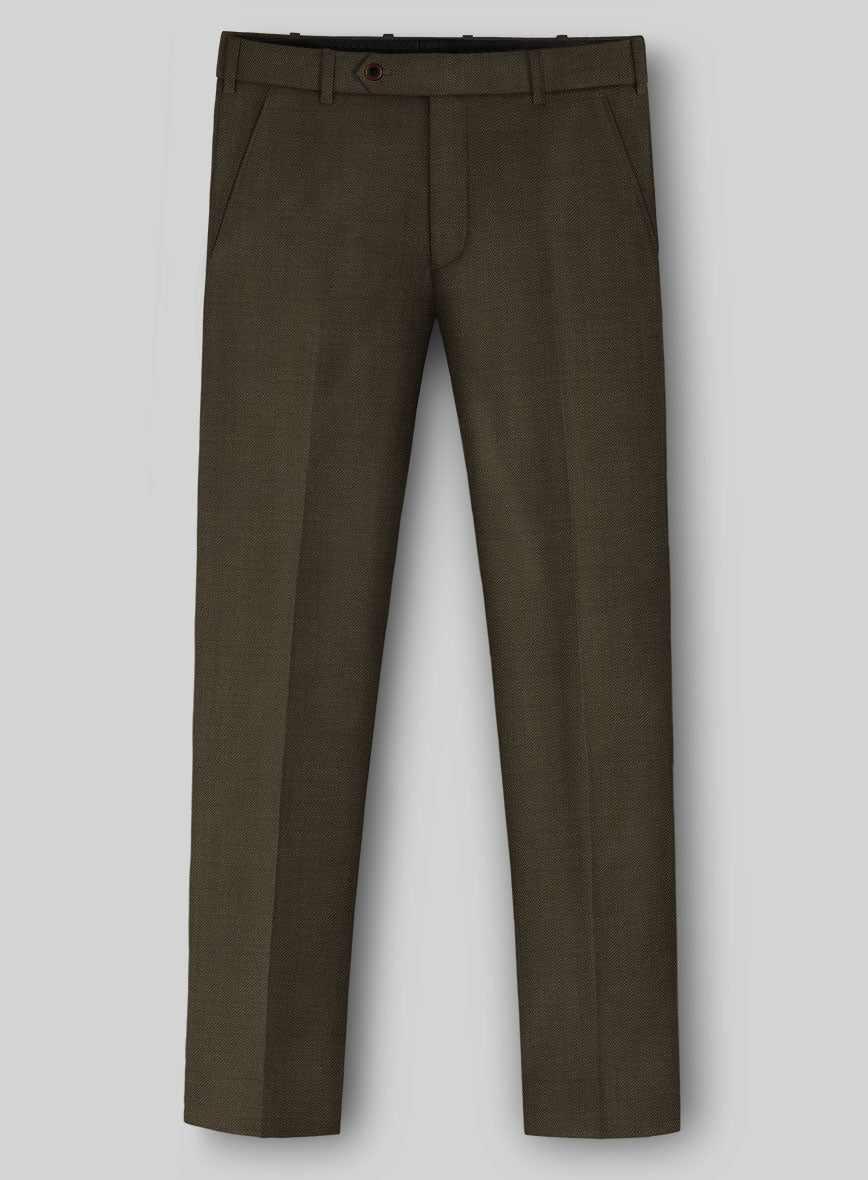 Napolean Mud Brown Wool Pants - StudioSuits