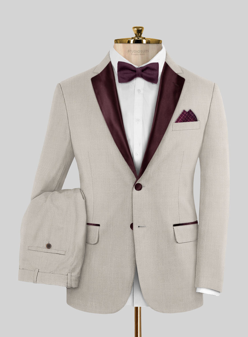 Men's Napolean Wool Muted Beige Tuxedo Suit by StudioSuits