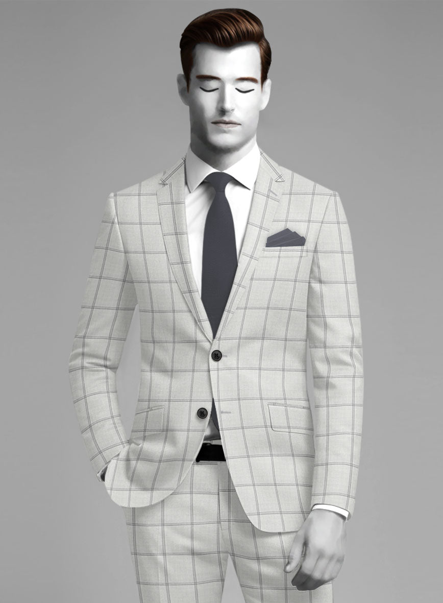 Napolean Noemi Windowpane Light Gray Wool Jacket - StudioSuits