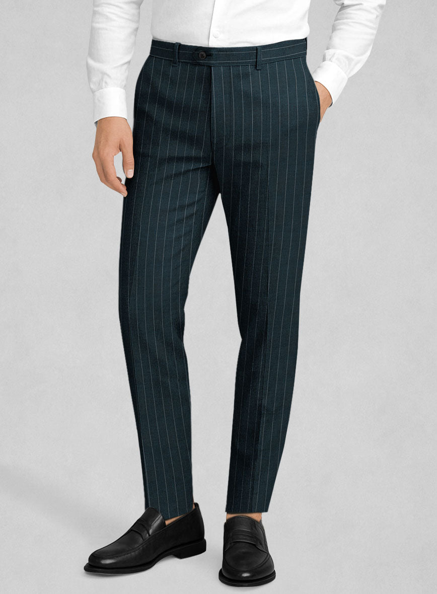 Napolean Oresto Stripe Dark Blue Wool Pants - StudioSuits