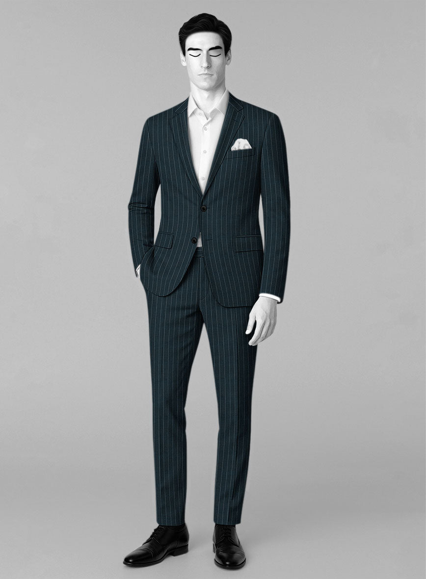 Napolean Oresto Stripe Dark Blue Wool Suit - StudioSuits