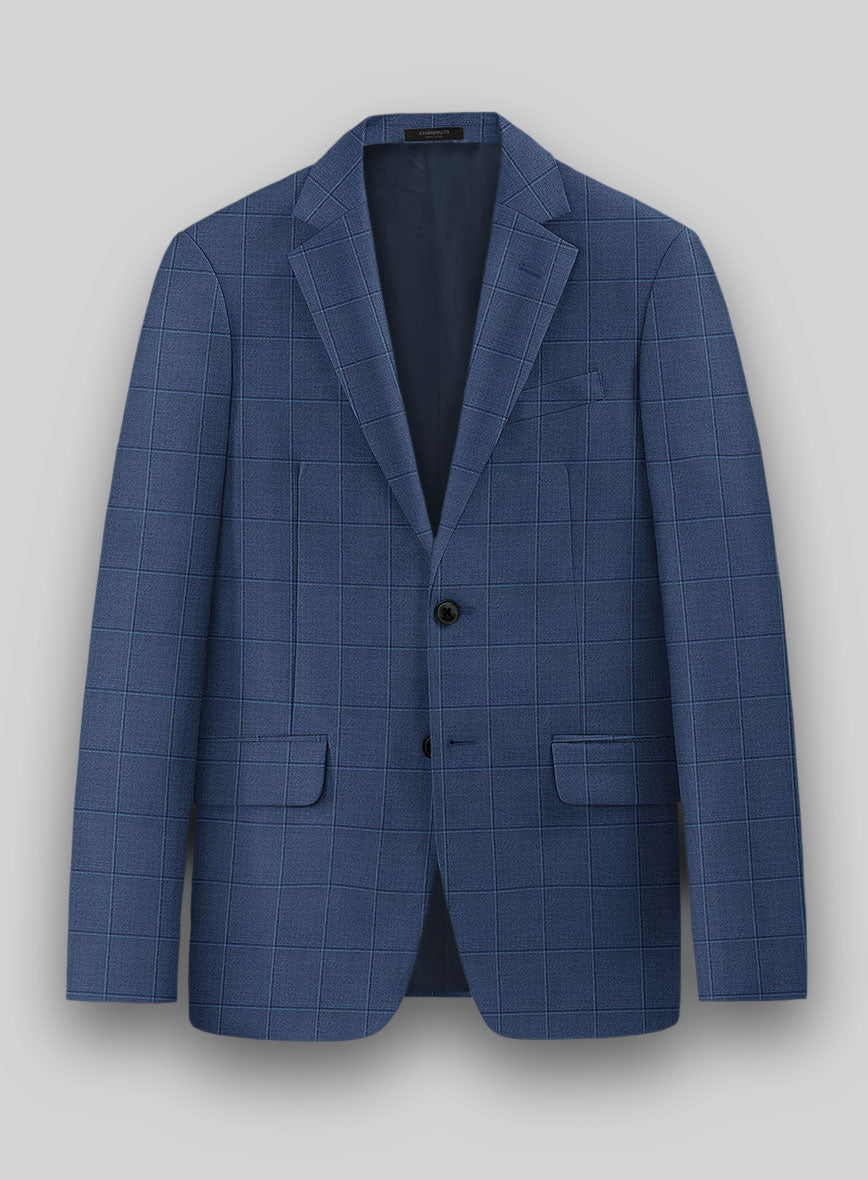 Napolean Pane Blue Wool Jacket - StudioSuits