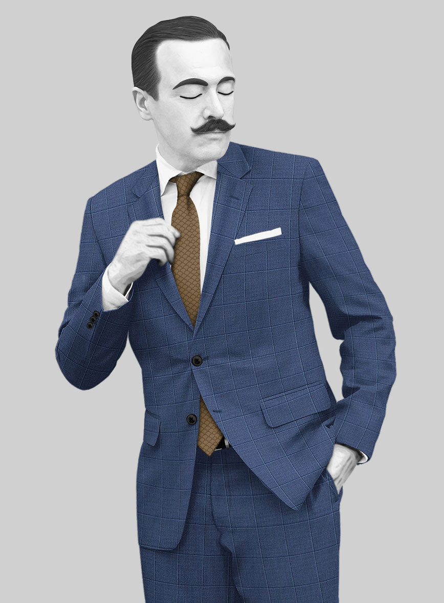 Napolean Pane Blue Wool Jacket - StudioSuits