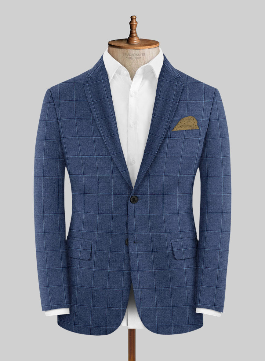 Napolean Pane Blue Wool Jacket - StudioSuits