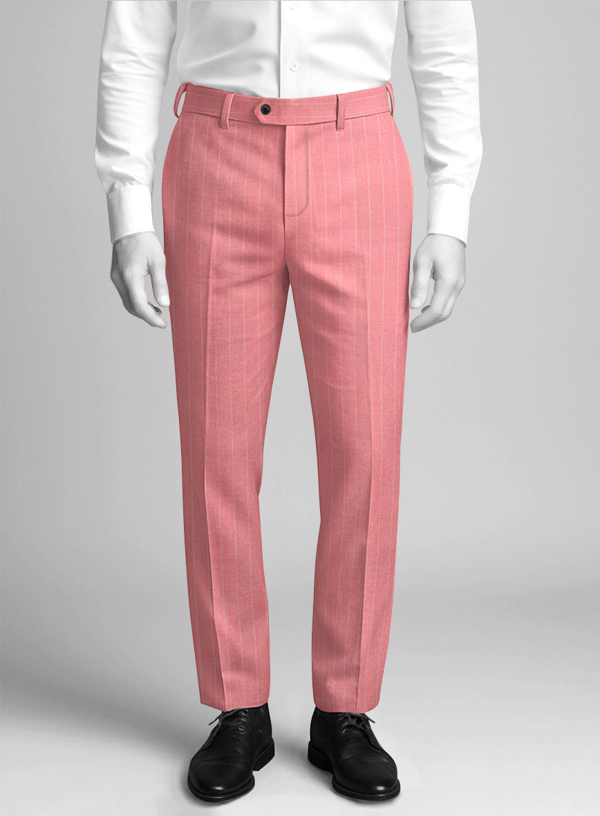 Napolean Petalo Stripe Pink Wool Pants - StudioSuits