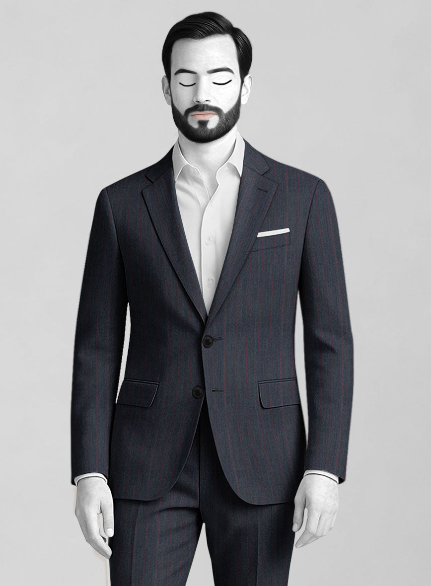 Napolean Rosano Stripe Navy wool Jacket - StudioSuits