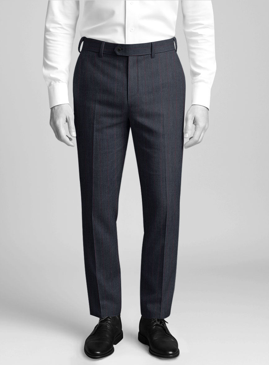 Napolean Rosano Stripe Navy wool Pants - StudioSuits