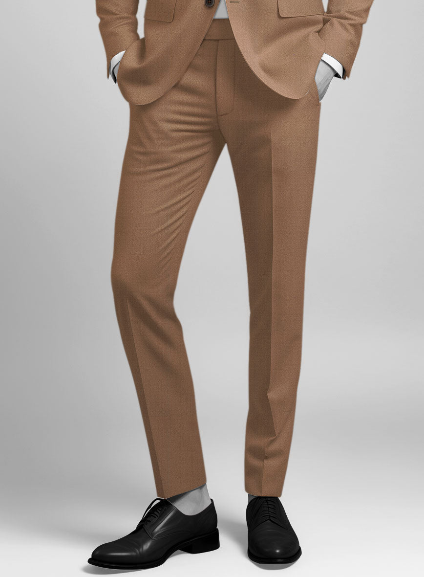 tan dress pants Men's Napolean Caramel Brown Wool Pants by StudioSuits