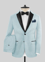 Napolean Stretch Coral Blue Wool Tuxedo Suit - StudioSuits