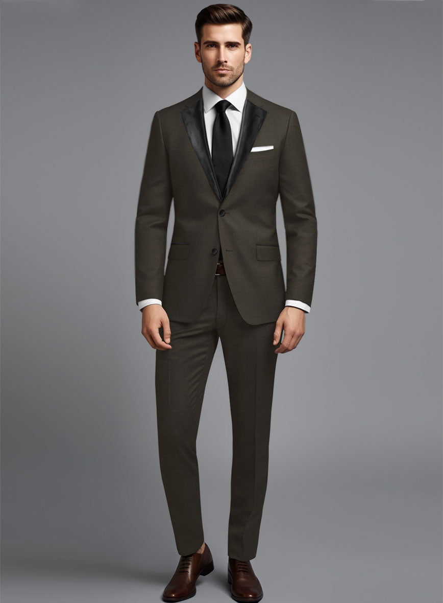 Napolean Stretch Dark Brown Wool Tuxedo Suit - StudioSuits