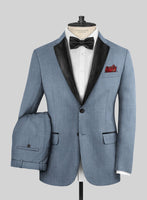Napolean Stretch Light Blue Wool Tuxedo Suit - StudioSuits