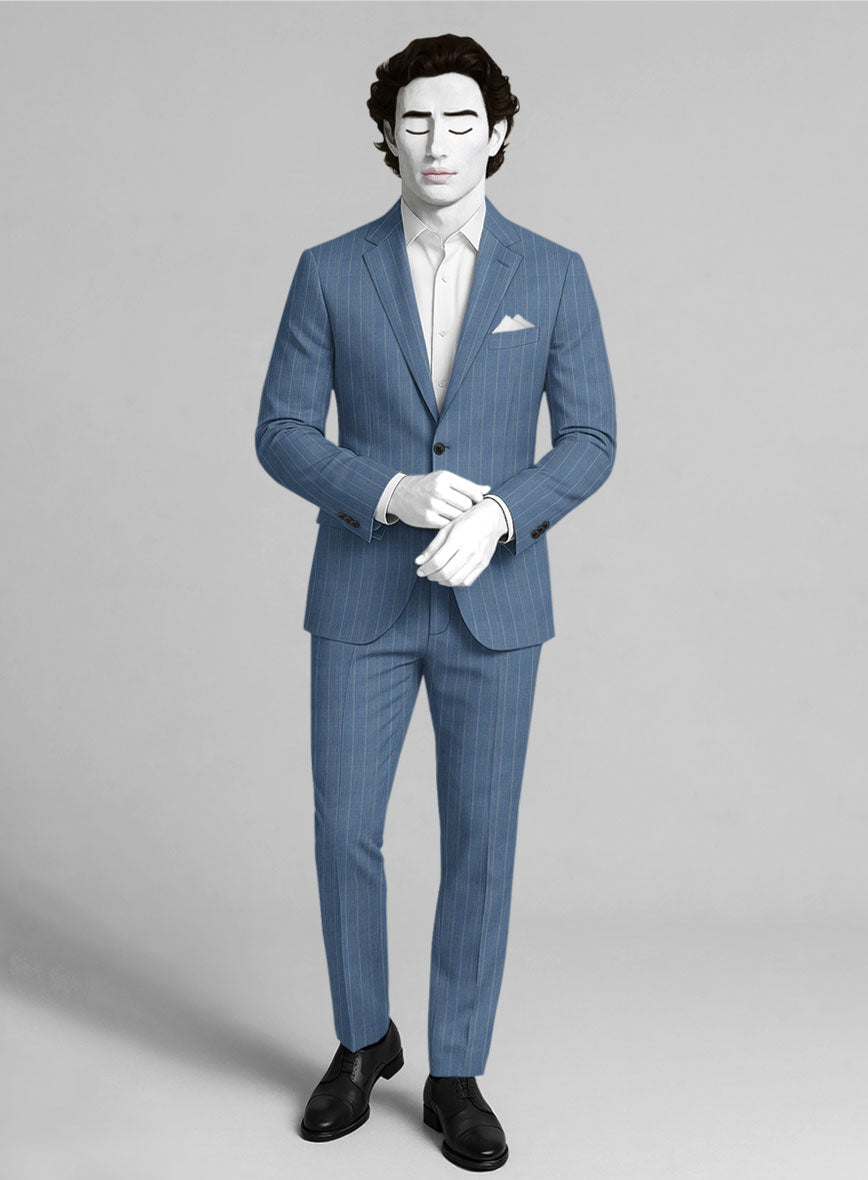 Napolean Tarello Stripe Blue Wool Suit - StudioSuits
