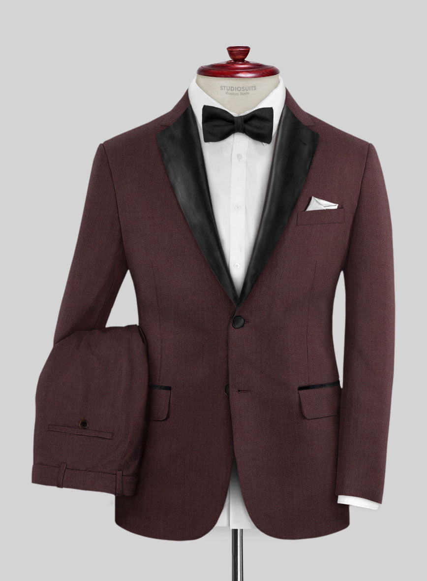 Napolean Wine Wool Tuxedo Suit - StudioSuits