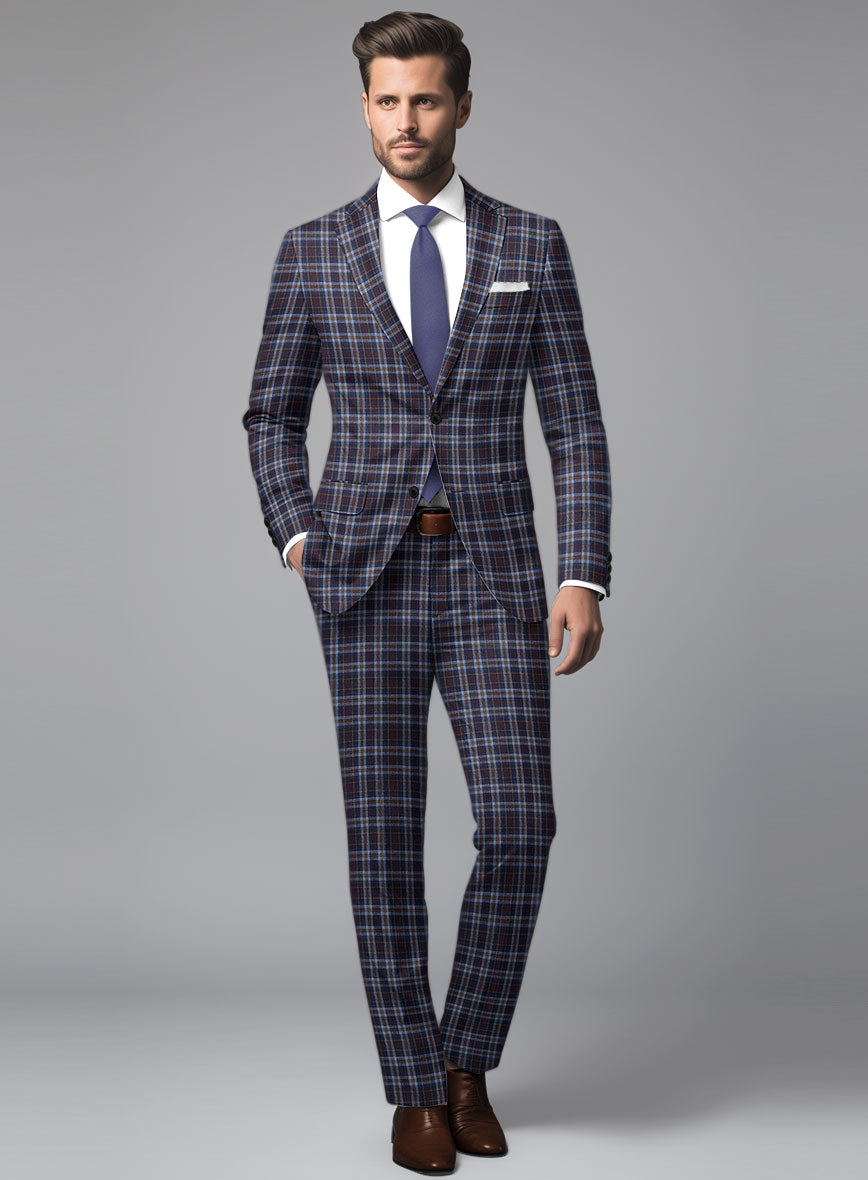 Noble Adrianna Check Wool Silk Linen Suit - StudioSuits