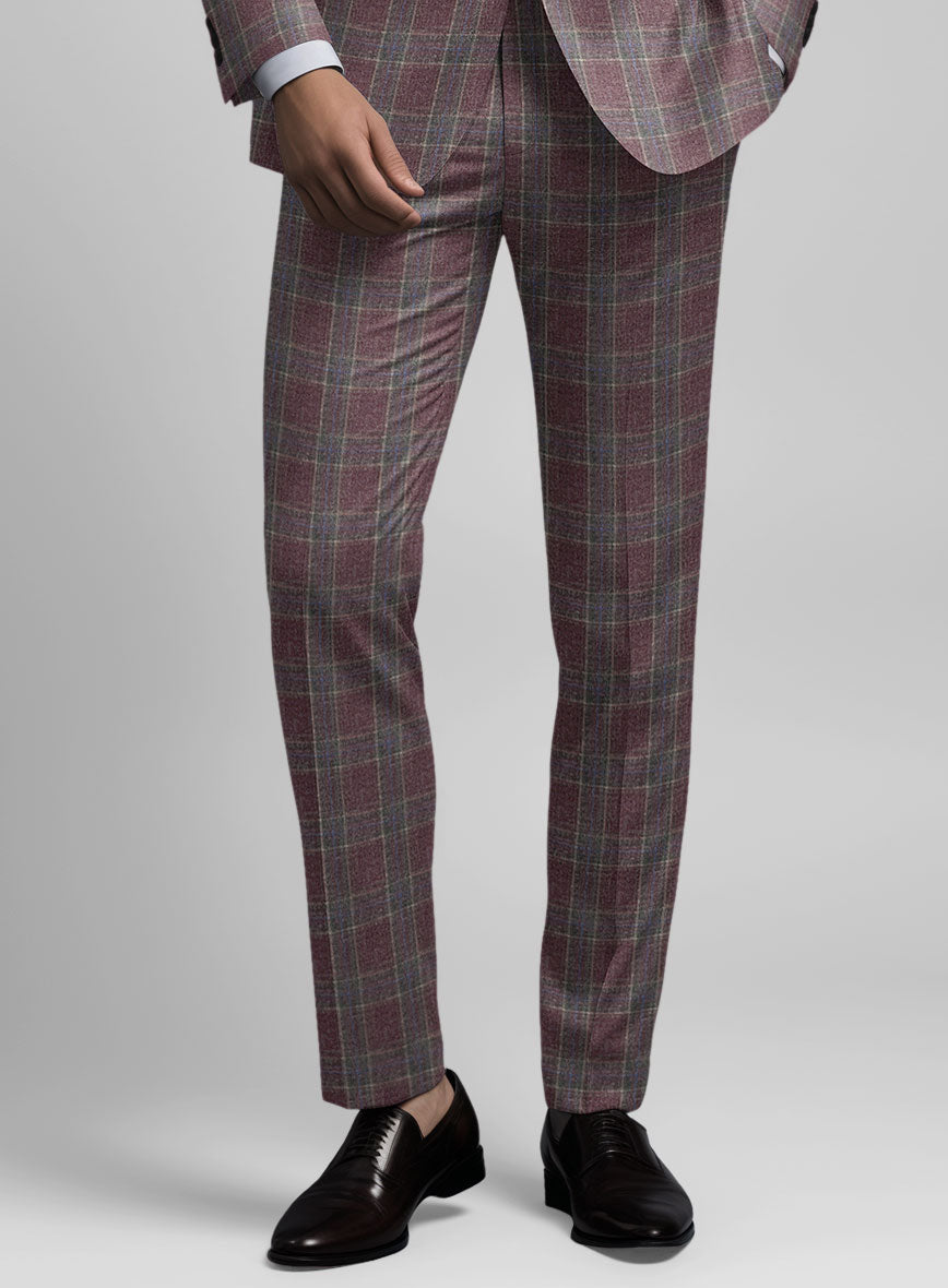 Men's Noble Anton Check Wool Silk Linen Pants by StudioSuits