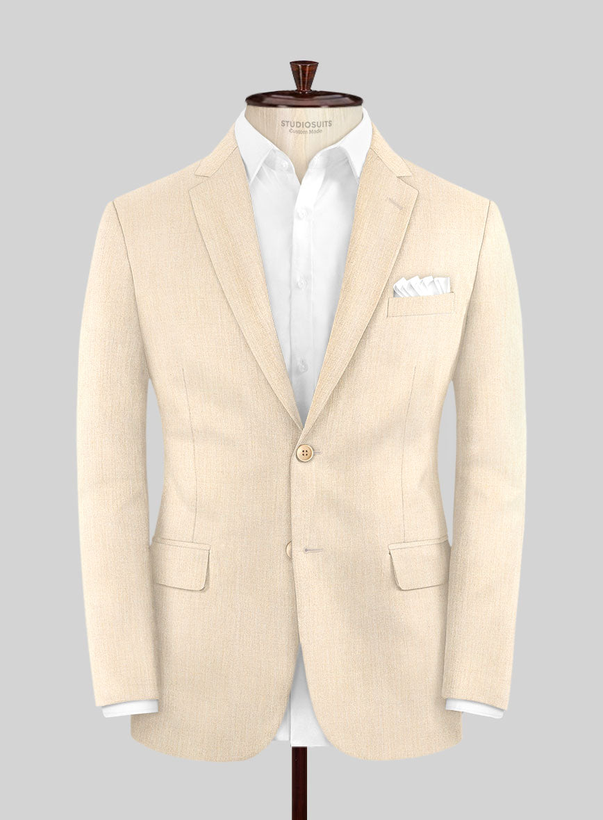 Noble Beige Wool Silk Linen Jacket - StudioSuits