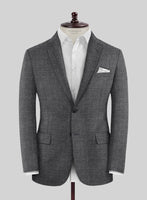 Noble Blue Gray Wool Silk Linen Jacket - StudioSuits