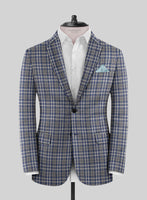 Noble Dante Blue Cotton Silk Linen Jacket - StudioSuits