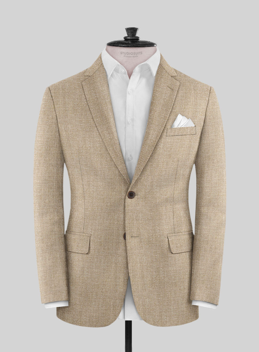 Noble Dark Beige Wool Silk Linen Suit - StudioSuits