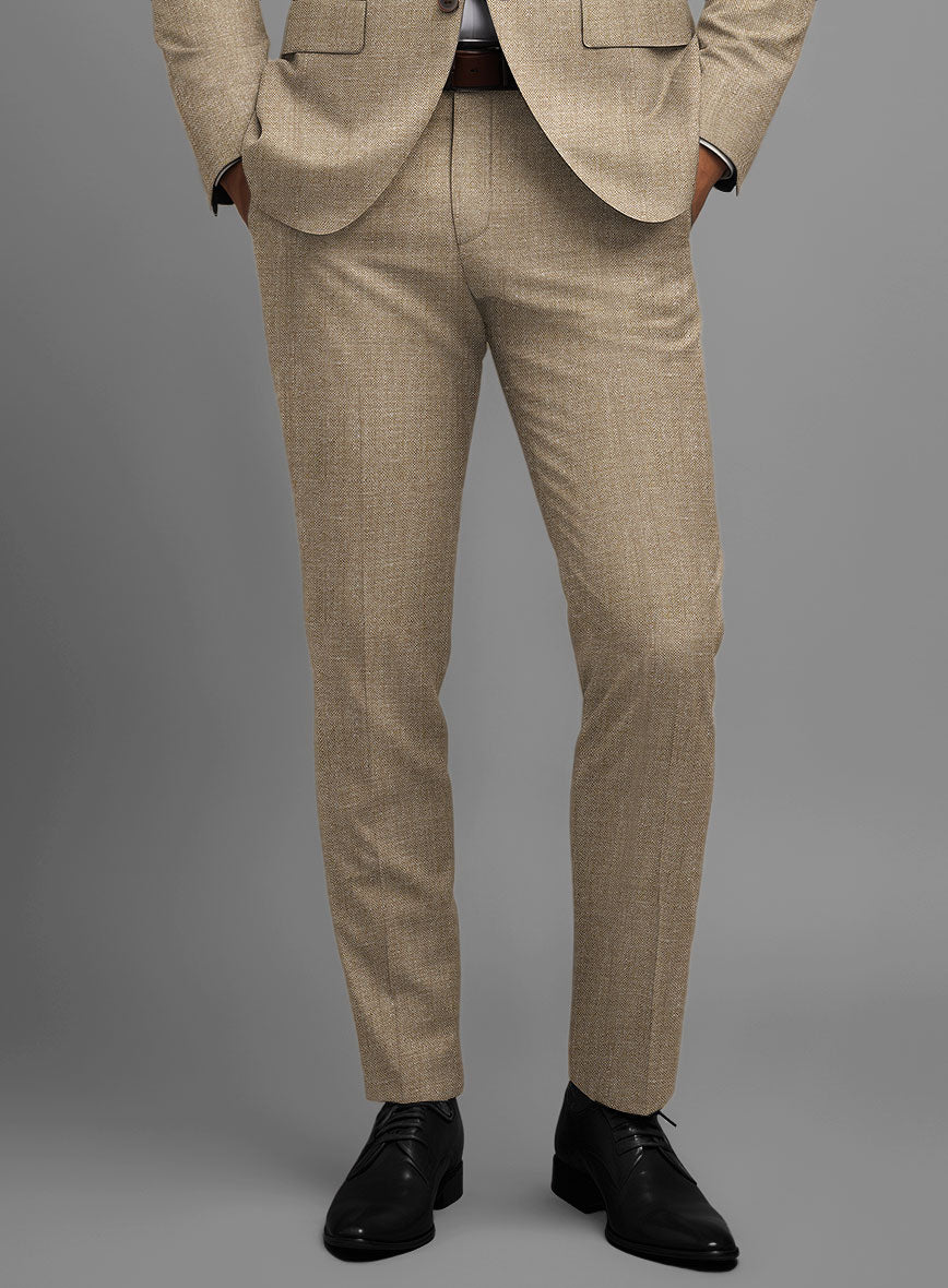 Noble Dark Beige Wool Silk Linen Suit - StudioSuits