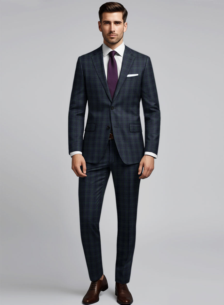 Noble Domenico Check Wool Silk Linen Suit - StudioSuits
