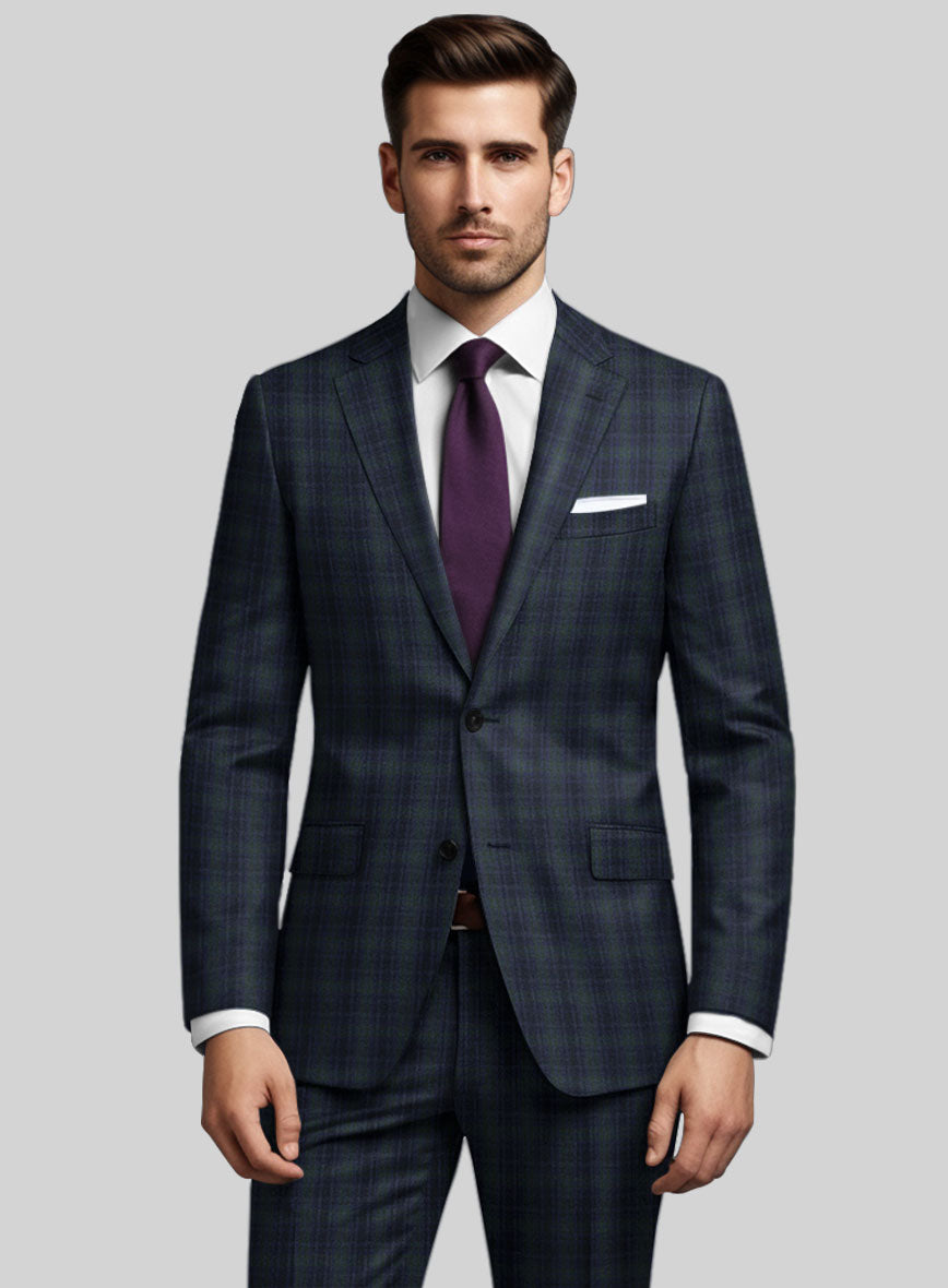 Noble Domenico Check Wool Silk Linen Suit - StudioSuits
