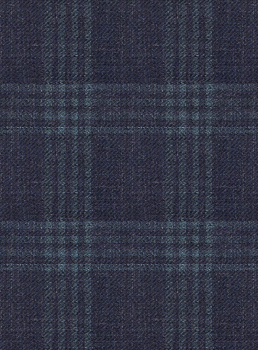 Noble Gianni Blue Wool Silk Linen Pants - StudioSuits