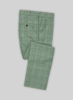 Noble Green Check Wool Silk Linen Pants - StudioSuits