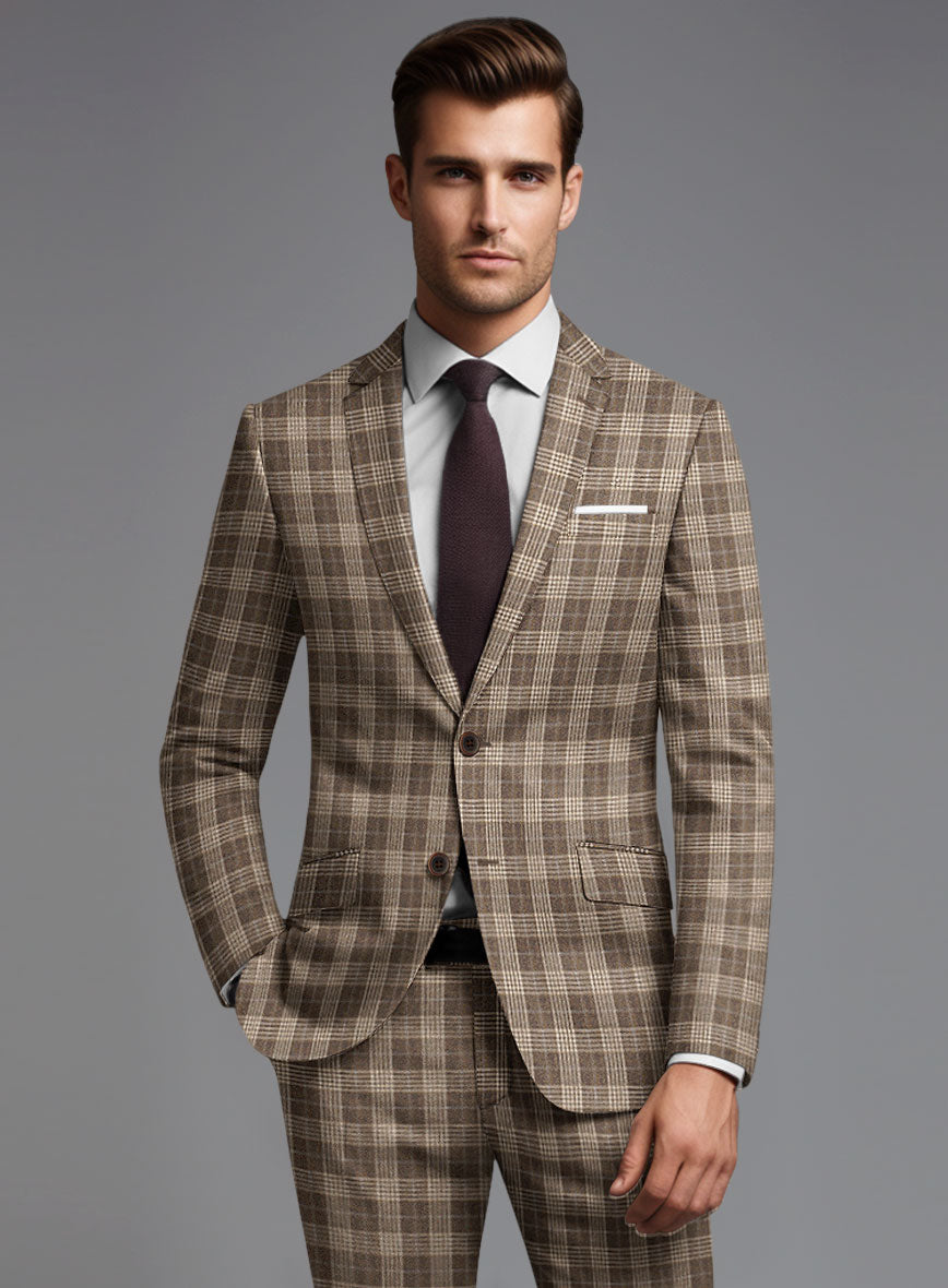 Noble Hugo Brown Wool Silk Linen Suit - StudioSuits