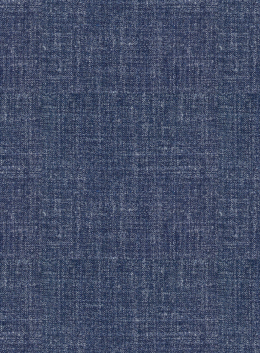 Noble Indigo Blue Wool Silk Linen Pants - StudioSuits