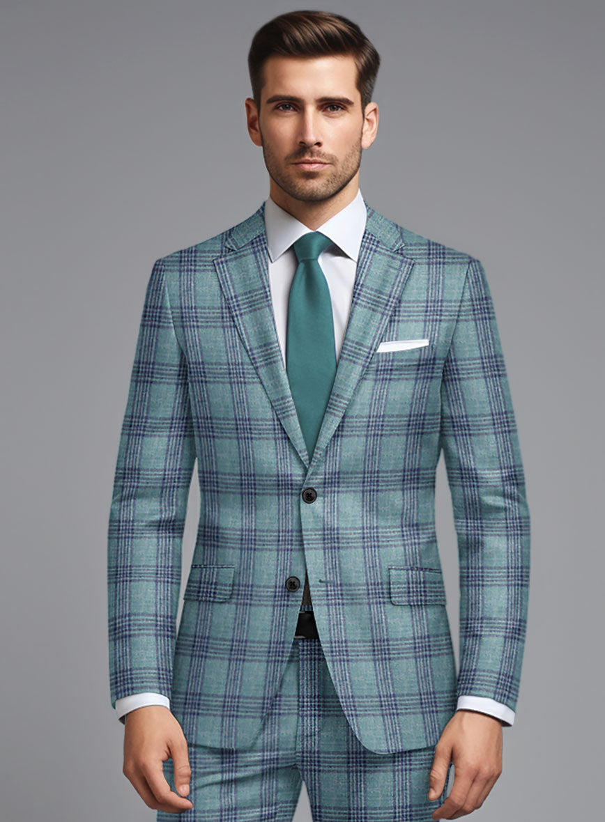 Noble Manuelita Blue Wool Silk Linen Suit - StudioSuits