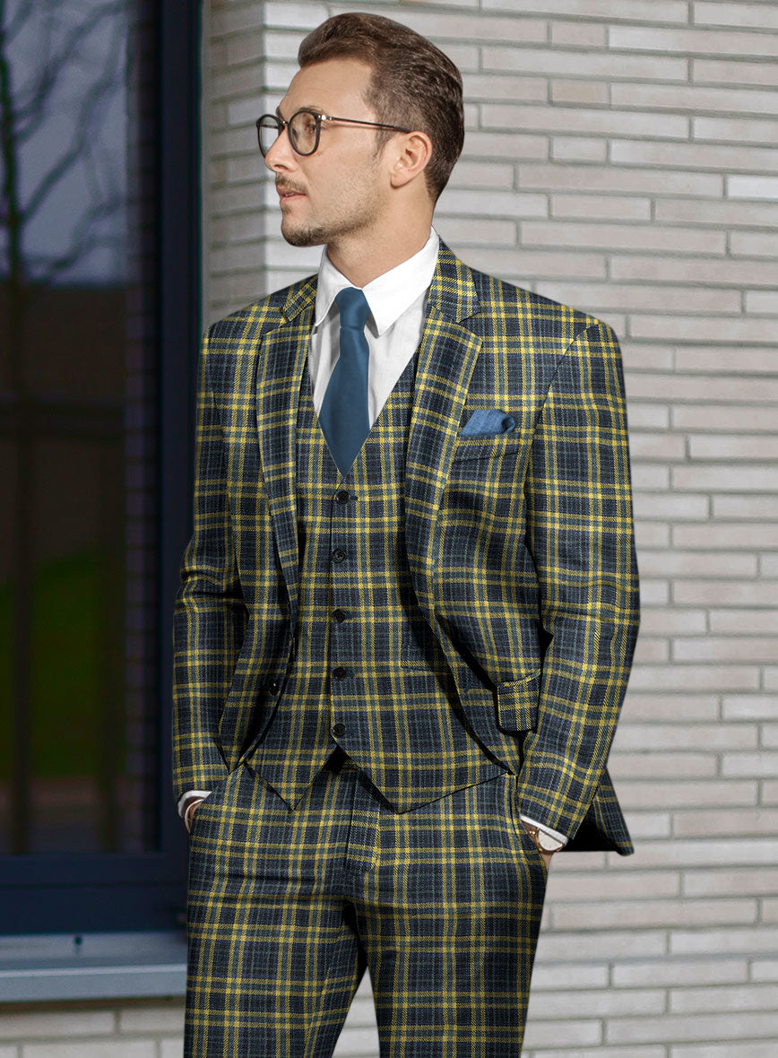Noble Mario Check Wool Silk Linen Suit - StudioSuits