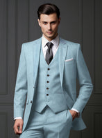 Noble Martina Blue Wool Silk Linen Jacket - StudioSuits